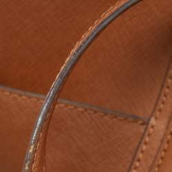 Pre Owned MICHAEL Michael Kors Brown Saffiano Leather Medium Jet Set Top Zip Tote