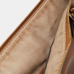 Pre Owned MICHAEL Michael Kors Brown Saffiano Leather Medium Jet Set Top Zip Tote