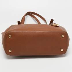 Pre Owned MICHAEL Michael Kors Brown Saffiano Leather Medium Jet Set Top Zip Tote