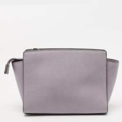 Pre Owned MICHAEL Michael Kors Lilac Leather Small Selma Crossbody Bag