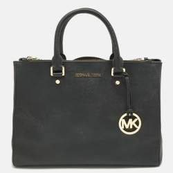 Pre Owned MICHAEL Michael Kors Black Saffiano Leather Large Sutton Tote