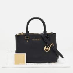 Pre Owned MICHAEL Michael Kors Black Leather Double Zip Tote