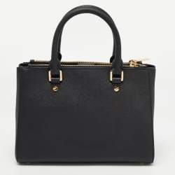 Pre Owned MICHAEL Michael Kors Black Leather Double Zip Tote