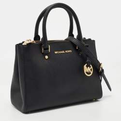 Pre Owned MICHAEL Michael Kors Black Leather Double Zip Tote