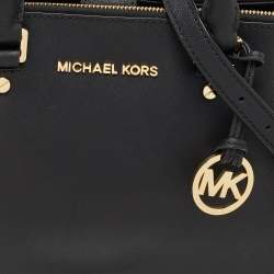 Pre Owned MICHAEL Michael Kors Black Leather Double Zip Tote