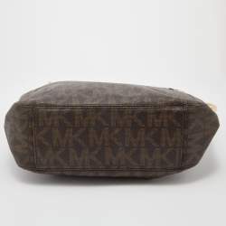 Pre Owned MICHAEL Michael Kors Brown Signature Coated Canvas Lilly Tote