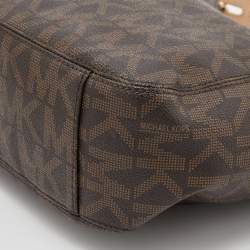 Pre Owned MICHAEL Michael Kors Brown Signature Coated Canvas Lilly Tote