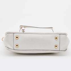 Pre Owned MICHAEL Michael Kors White Leather Jet Set Travel Tote