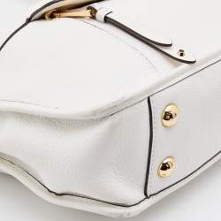 Pre Owned MICHAEL Michael Kors White Leather Jet Set Travel Tote