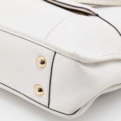 Pre Owned MICHAEL Michael Kors White Leather Jet Set Travel Tote