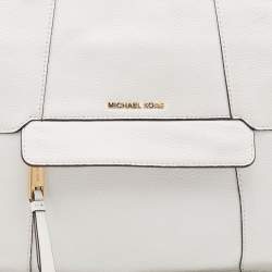 Pre Owned MICHAEL Michael Kors White Leather Jet Set Travel Tote