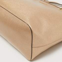 Pre Owned MICHAEL Micheal Kors Gold Leather Jet Set Top Zip Chain Tote 