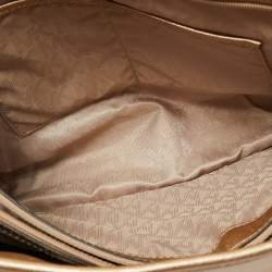 Pre Owned MICHAEL Micheal Kors Gold Leather Jet Set Top Zip Chain Tote 