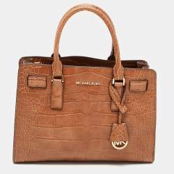 Pre Owned MICHAEL Michael Kors Brown Croc Embossed Leather Dillon Tote