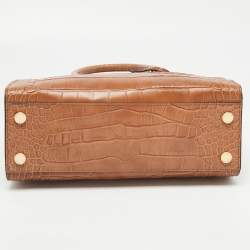 Pre Owned MICHAEL Michael Kors Brown Croc Embossed Leather Dillon Tote
