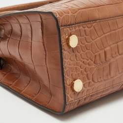 Pre Owned MICHAEL Michael Kors Brown Croc Embossed Leather Dillon Tote