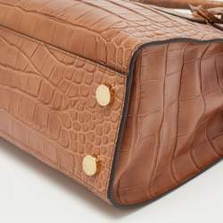 Pre Owned MICHAEL Michael Kors Brown Croc Embossed Leather Dillon Tote