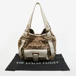 MICHAEL Michael Kors Beige/Off White Signature Canvas Front Pocket Tote