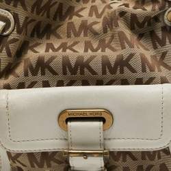 MICHAEL Michael Kors Beige/Off White Signature Canvas Front Pocket Tote