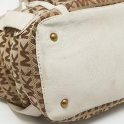 MICHAEL Michael Kors Beige/Off White Signature Canvas Front Pocket Tote