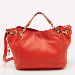 Pre Owned MICHAEL Michael Kors Red Leather Chain Tote