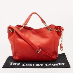 Pre Owned MICHAEL Michael Kors Red Leather Chain Tote