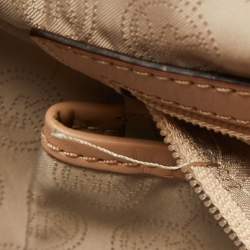 Pre Owned MICHAEL Michael Kors Ivory Signature Coated Canvas and Leather Jet Set Zip Tote 