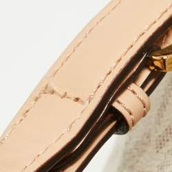 Pre Owned MICHAEL Michael Kors Ivory Signature Coated Canvas and Leather Jet Set Zip Tote 