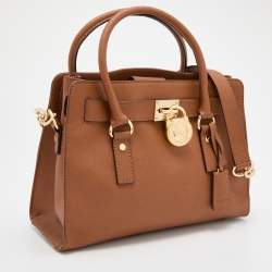 Pre Owned MICHAEL Michael Kors Brown Saffiano Leather Hamilton Tote