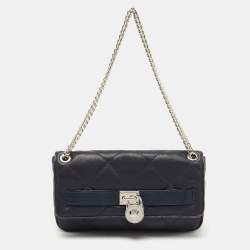 Pre Owned Michael Kors Navy Blue Quilted Leather Hamilton Chain Shoulder Bag
