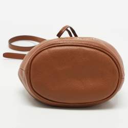 Pre Owned MICHAEL Michael Kors Tan Leather Drawstring Bucket Bag
