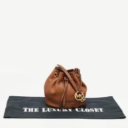 Pre Owned MICHAEL Michael Kors Tan Leather Drawstring Bucket Bag