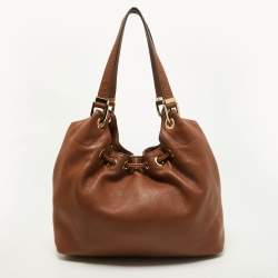 Pre Owned MICHAEL Michael Kors Brown Leather Camden Drawstring Hobo