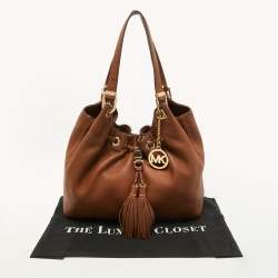 Pre Owned MICHAEL Michael Kors Brown Leather Camden Drawstring Hobo