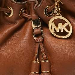 Pre Owned MICHAEL Michael Kors Brown Leather Camden Drawstring Hobo