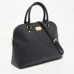 Pre Owned MICHAEL Michael Kors Black Leather Cindy Dome Satchel
