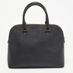 Pre Owned MICHAEL Michael Kors Black Leather Cindy Dome Satchel