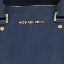 Pre Owned MICHAEL Michael Kors Dark Blue Saffiano Leather Medium Selma Satchel