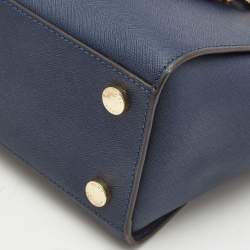 Pre Owned MICHAEL Michael Kors Dark Blue Saffiano Leather Medium Selma Satchel
