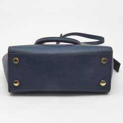 Pre Owned MICHAEL Michael Kors Dark Blue Saffiano Leather Medium Selma Satchel