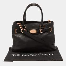 Pre Owned MICHAEL Michael Kors Black Leather East West Hamilton Tote