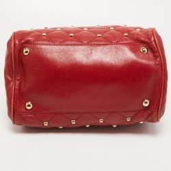Pre Owned MICHAEL Michael Kors Red Quilted Studded Leather Grayson Satchel