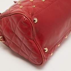 Pre Owned MICHAEL Michael Kors Red Quilted Studded Leather Grayson Satchel