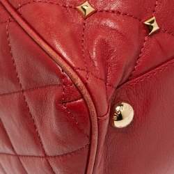 Pre Owned MICHAEL Michael Kors Red Quilted Studded Leather Grayson Satchel