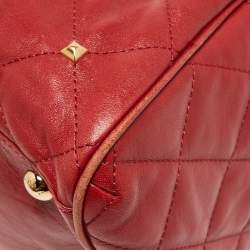 Pre Owned MICHAEL Michael Kors Red Quilted Studded Leather Grayson Satchel
