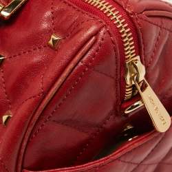 Pre Owned MICHAEL Michael Kors Red Quilted Studded Leather Grayson Satchel