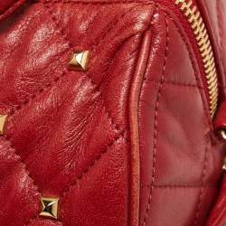 Pre Owned MICHAEL Michael Kors Red Quilted Studded Leather Grayson Satchel
