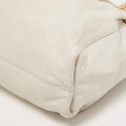 Pre Owned MICHAEL Michael Kors Off White Leather Large Edie Shoulder Bag