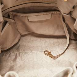 Pre Owned MICHAEL Michael Kors Off White Leather Large Edie Shoulder Bag