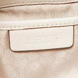 Pre Owned MICHAEL Michael Kors Off White Leather Large Edie Shoulder Bag